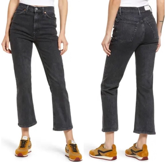 RE/DONE 70s Bootcut Crop Jeans 27Stoned Noir black gray EUC